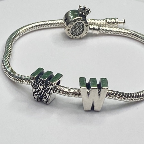 Sterling Silver Letter W Charm - Picture 6 of 10